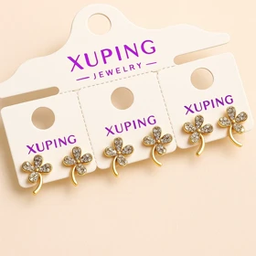 گوشواره طلایی طرح شبدر نگینی | خوش‌شانس و خاص