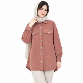 شومیز مخمل کبریتی پاییزی زنانه برند شین (گلبهی)