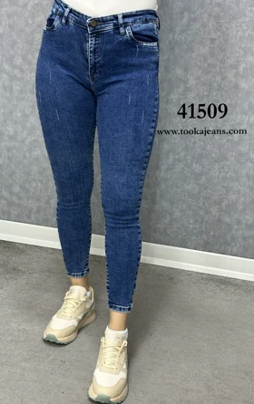 شلوار جین زنانه اسکینی جذب آبی تیره