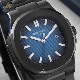 پتک ناتیلوس صفحه مشکی و آبی Patek Philippe Nautilus Black Venom 2