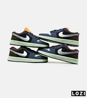 کفش کتانی مردانه و زنانه مشکی سبز سرمه ای NIKE jordan 1