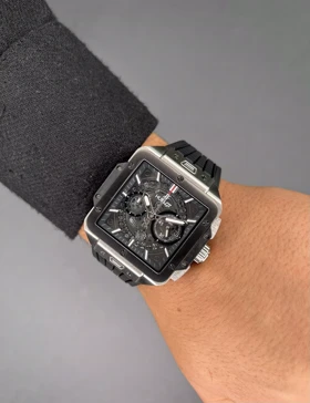 ساعت مچی اوبلو بند صفحه مربعی قاب سیلور Hublot Square Bang Unico