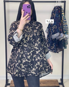 تونیک مانتویی لینن طرح گلفام