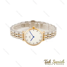 ساعت DW مینی زنانه گرد دورنگ طلایی ایندکس یونانی DW-5993-24-L