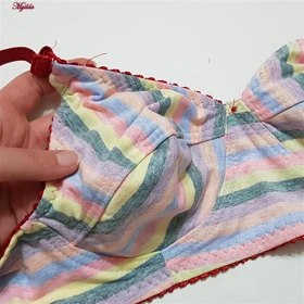 سوتین زنانه گلستان مدل بدون فنر رنگین کمانی قرمز کد 4955-2