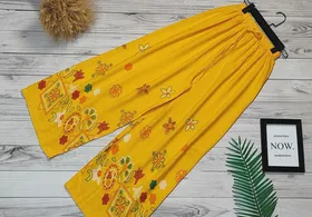 شلوار نخی حاشیه گل زنانه