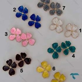 گوشواره میناکاری گل رنگبندی Ghoshvareh-8557-L