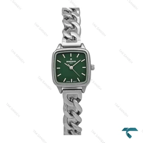ساعت زنانه رومانسون بند کارتیه ای سیلور صفحه سبز مربعی Romanson-7297-L