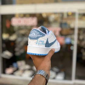 کتانی نایک ترویس سفید آبی کد 6671