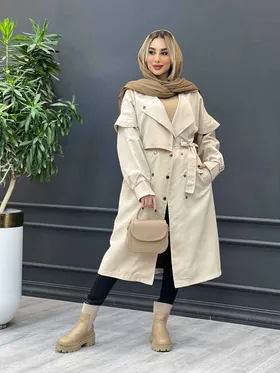 بارانی بلند سرشانه ژیله دار