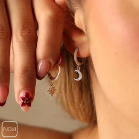 گوشواره نقره ماه و ستاره کد 151265