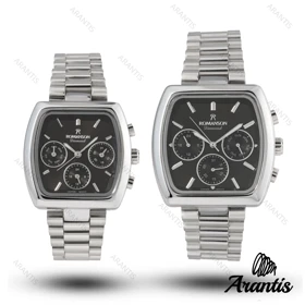 ساعت ست رومانسون چند موتوره دایمند سیلور صفحه مشکی s-10071