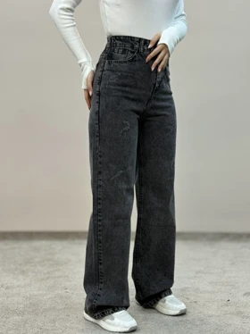 شلوار جین نیمبگ زغالی6171