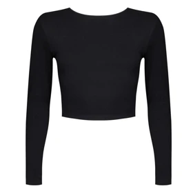 کراپ تاپ آستین بلند زنانه مشکی 4423-437