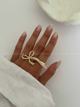 انگشتر 2 لاین نگین‌دار