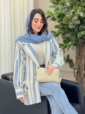 مانتو راه راه پشت پاگن بغل چاک