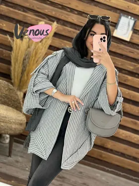 مانتو راه راه سرشونه سگک