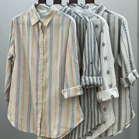 تونیک لینن یقه دار