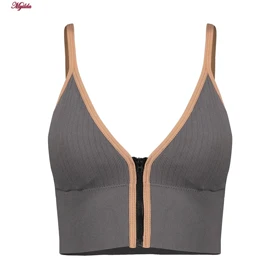 نیم‌تنه ورزشی جلو زیپ زنانه مدل پددار خاکستری کد 4563