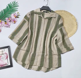 شومیز کنفی آستین پاکتی مدل گلبهار کد 50264 (کرم)