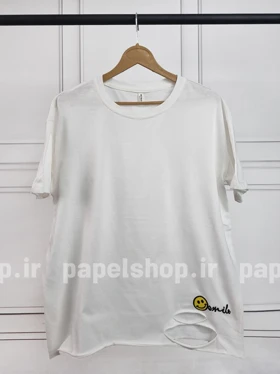 تیشرت یقه گرد طرح لانگ پایین زاپ