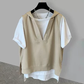 تیشرت کللاه دار دوتیکه چسبیده