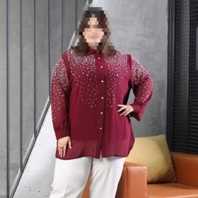 شومیز دوپیس مجلسی سایز بزرگ مدل گلایل