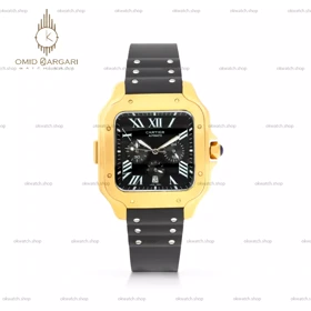 ساعت مچی کارتیه کورنوگراف بند رابر مشکی قاب طلایی Cariter