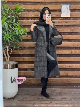 پالتو چهارخونه بلند شش دکمه