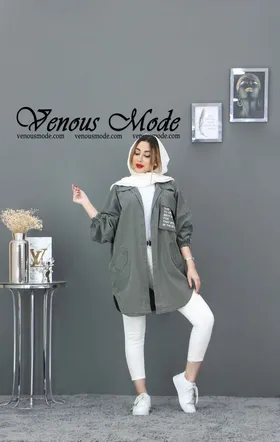 مانتو جین رنگی جیب چاپی