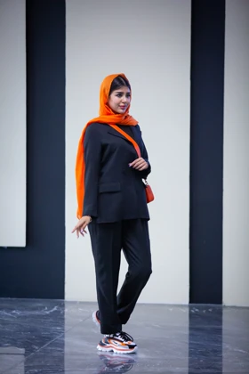 مانتو شلوار یقه انگلیسی دو دکمه