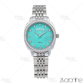 ساعت الکسا پریمیر زنانه نقره ای صفحه آبی تیفانی دور نگین 105882