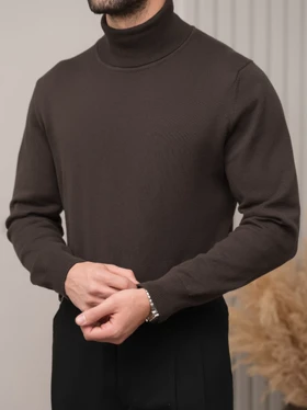 بافت یقه اسکی قهوه ای سوخته sh394