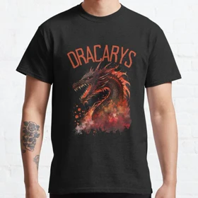 تیشرت house of the dragon طرح Dracarys - Dragon - Fire and Blood - Fantasy Dragon Classic T-Shirt کد 196339