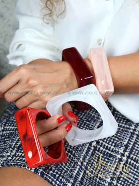 بنگل زنانه رزینی کد B2211 (سفید)