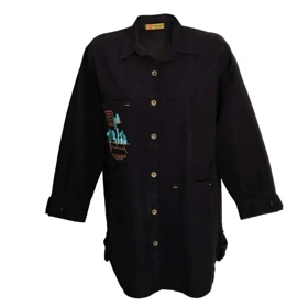 مانتو کتان زنانه طرح کاکتوس