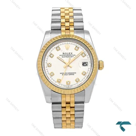 ساعت مچی Rolex مردانه دورنگ طلایی صفحه سیلور Rolex-7157-G