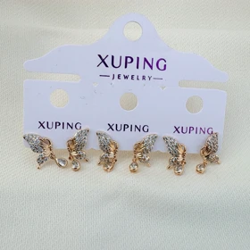 گوشواره پروانه برجسته نگین‌دار ژوپینگ