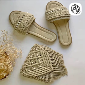 ست کیف و صندل زنانه مکرومه بافی مدل ترنم