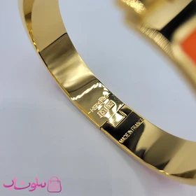 دستبند زنانه هرمس نارنجی طلایی استیل قفل اورجینال کد 680