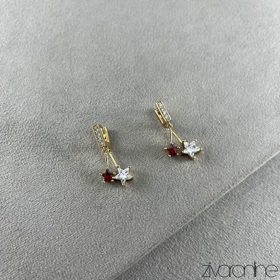 گوشواره زنانه ژوپینگ مدل ستاره نگین قرمز 20406