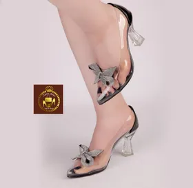 کفش مجلسی طلقی پاپیونی نگین‌دار زنانه