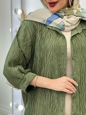 شومیز جلو دکمه آستین سه ربع
