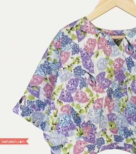 بلوز یاسی گل‌دار