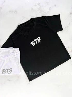 کراپ ورزشی آستین دار فلامنت سوزنی طرح BTS