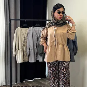 شومیز عروسکی لینن بندی جلو باز