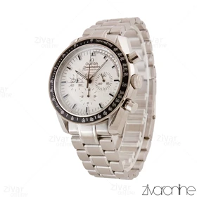 ساعت امگا اسپیدمستر مردانه سه موتوره نقره ای صفحه سفید 104949