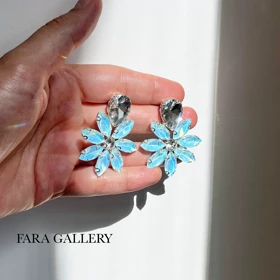 گوشواره نگینی آبی پاستلی کد EF05
