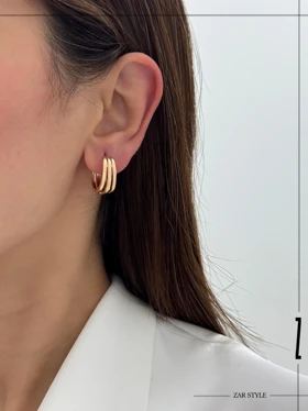 گوشواره زنانه حلقه‌ای سه لاین