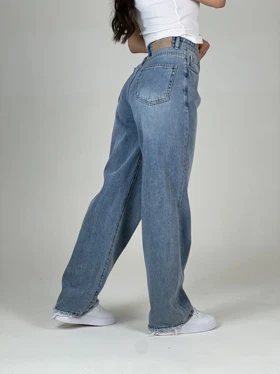 شلوار نیم بگ جین آبی روشن زنانه دومان گالری